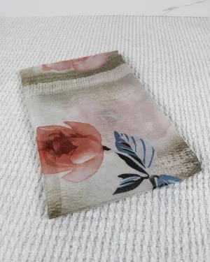 Floral Cotton Scarf- Beige